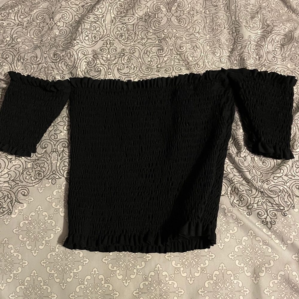 Off the shoulder black shirt